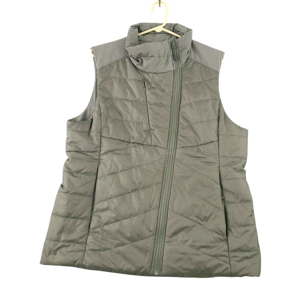 5.11 Tactical Vest Mens L Gray Quilted Full Zip Insulated Outdoor Hiking Layer